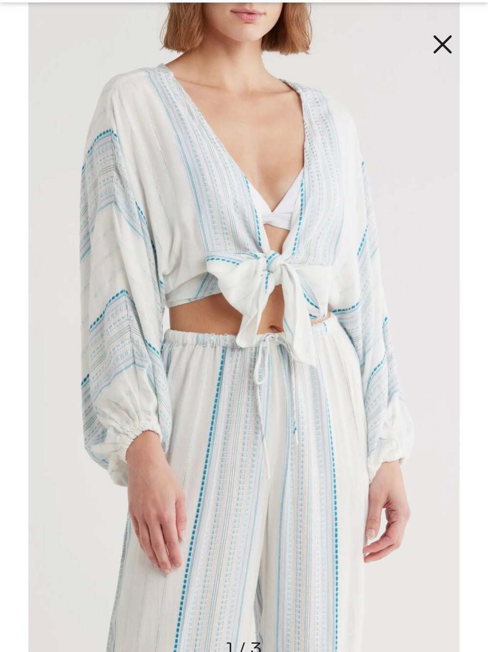 L*SPACE Reese Tie-Front Top in Island Dreams Stripe